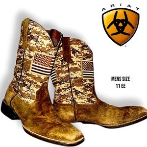 Ariat Men's Patriot Antique Mocha/Washed Suede/Sand Camo Leather Boot Size 11 EE